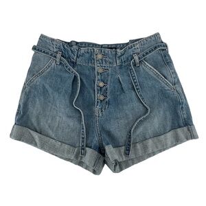 Hollister Ultra High Rise Pleated Waist Cuffed Hem Jean Shorts Size 9 Women’s